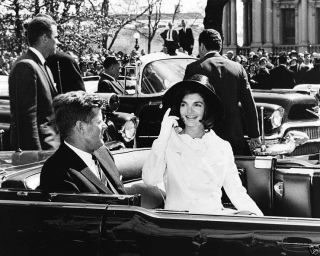 President And Mrs.  John F.  Kennedy In The Back Of An Open Car 8x10 Photo