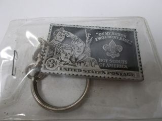 Scout Stamp Pewter Key Chain,  Norman Rockwell Design,  Boy Scout Gift In Bag