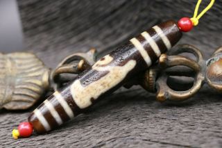 Set Of 3 Magic Power Tibetan Old Agate Dzi Bead Amulet For Indian Brother