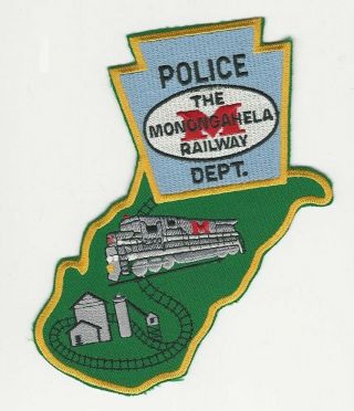 State Shaped West Virginia Monongahela Railroad Railway Police State Wv Pa