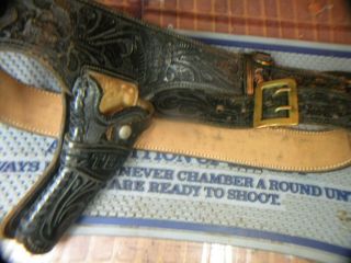 Bedell Rogers,  Longview,  Tx Vintage Tooled Holster And Belt