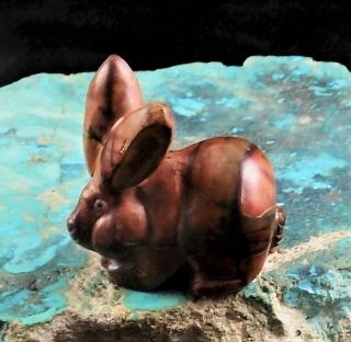 ZMT Zuni Rabbit Fetish Carving by Ron Laahty - Red Creek Jasper,  NV 3