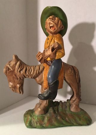 Andy Anderson Cowboy Riding Horse Chalkware Statue c.  1930 ' s 2