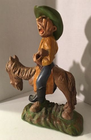 Andy Anderson Cowboy Riding Horse Chalkware Statue c.  1930 ' s 3