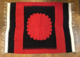 C1940 Huge 77x60 Mexico Rio Grande Red Chimayo Rug Blanket Navajo Inspired