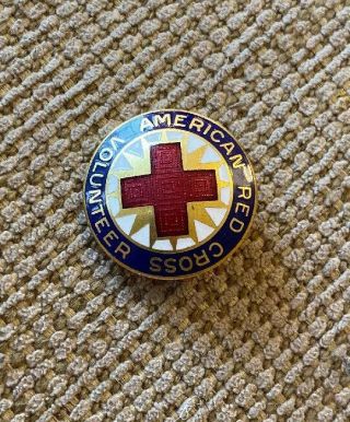 Vintage Wwii Era American Red Cross Volunteer Enamel Pin 1 "