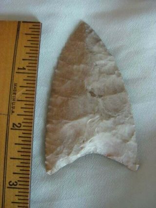 Authentic Unfluted Clovis Point From Illinois - 2 - 7/8 In.  Long By 1 - 5/8 In.  Wide