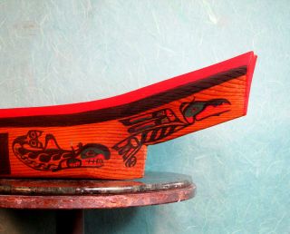 Kwakiutl Canoe Carved Pacific Northwest Coast 17 " Long Painted Canoe Haida