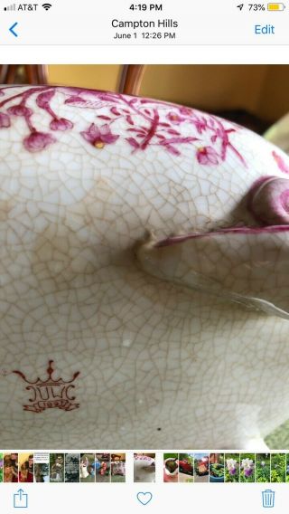 United Wilson 1897 Porcelain Pink and White Cachepot Cherub ' s Feet Jardineire 2