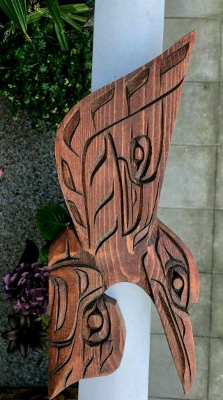 Northwest Coast Native Art Hummingbird Raven Eagle Sculpture Carving Signed