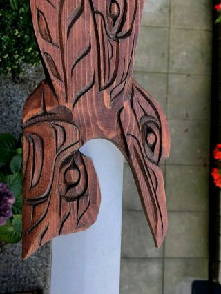 Northwest Coast Native Art Hummingbird raven eagle sculpture carving signed 2