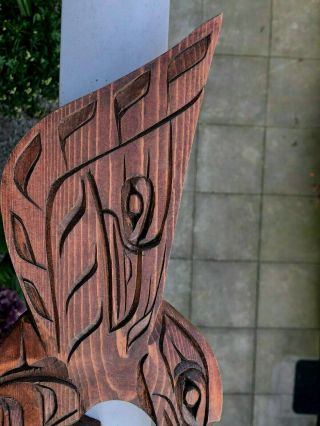 Northwest Coast Native Art Hummingbird raven eagle sculpture carving signed 3