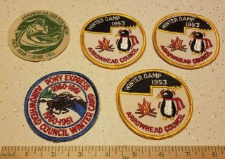 Boy Scout Pocket Patches Arrowhead Council,  1 Felt Cub Pow - Wow 1951,  4 1950 - 60s