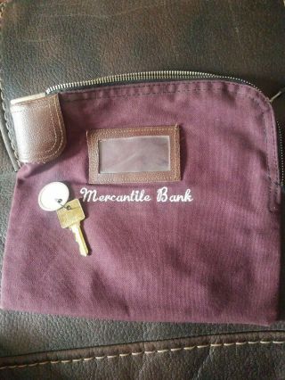 Vintage Bank Deposit Bag,  Mercantile Bank Lock And Key Rifkin - 1 Key