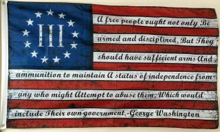Three Percenter George Washington Vintage American Usa Flag 3x5 Feet Banner