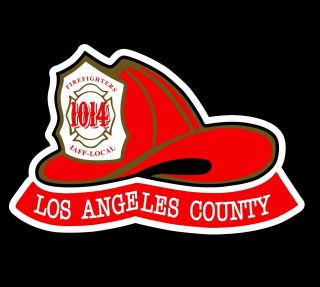 La Los Angeles County Firefighter 1014 Helmet,  Vinyl Sticker Weather Resistant