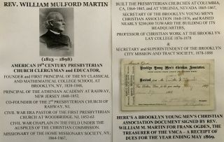 Civil War Chaplain Presbyterian Clergyman Rahway/brooklyn Ymca Document Signed