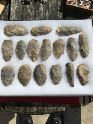 Indian Artifacts / Ohio Kentucky Vietzan Glovers Cave Blade Cache / Arrowheads