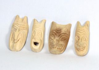 Set Four Pacific Northwest First Nations Lelooska Small Hand Carved Wood Masks