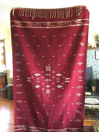Vintage Mexican Hand Woven Fine Wool Rug Blanket 44 " By 80 "