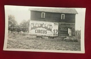 1937 Snapshot From Maquoketa Ia Of A Banner For Seals Bros Circus On A Barn