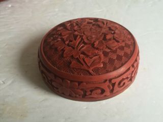 Vintage Red Chinese Cinnabar Carved Lacquer Ginger Jar with Lid 20th C 3
