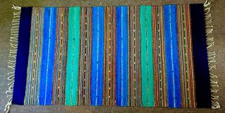 Zapotec Indian Rug.  Hand Dyed Wool.  Hand Woven 5 X 2.  5 Feet