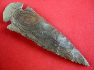 Fine Authentic 3 3/8 Inch Banded Flint Tennessee Dovetail Point Arrowheads