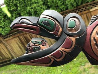 Northwest Coast Native Art Raven Salmon carving plaque 2