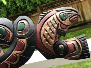 Northwest Coast Native Art Raven Salmon carving plaque 3