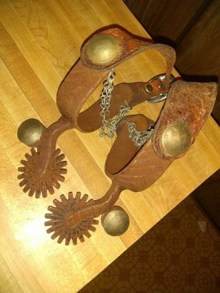 Old Vintage Spurs With Large Old Eagle Chile Coin Mountings Rare