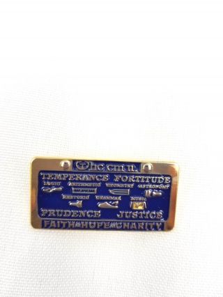 Freemasons Masonic License Plate Style " Faith Hope Charity " Gold Blue Pin