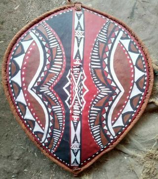 Fully Functional Painted Maasai Shield Kenya Africa Primitive Cow Hide