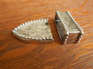 Vintage Vogt Mex Sterling Silver Engraved Western Cowboy Belt Buckle Tip Keeper