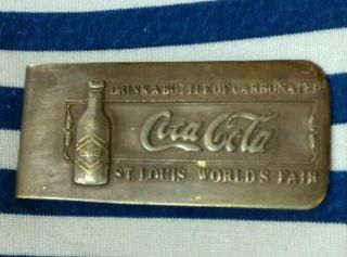 Vintage Coca Cola 1904 St Louis World Fair Tiffany Studio Money Clip Bronze Tone