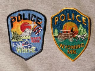 2 Minnesota Police Patches White And Wyoming