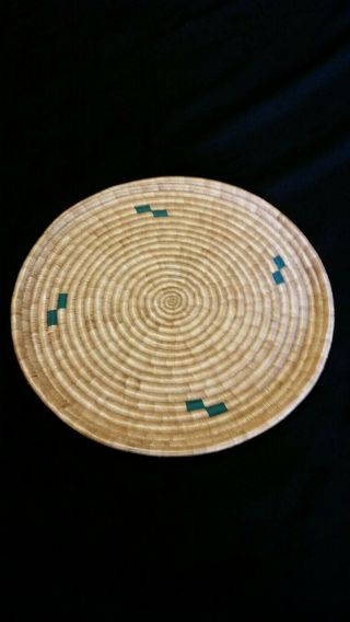 Circa 1997 Eskimo - Inuit Large Coiled Salt Grass Tray By Sarah Jacque