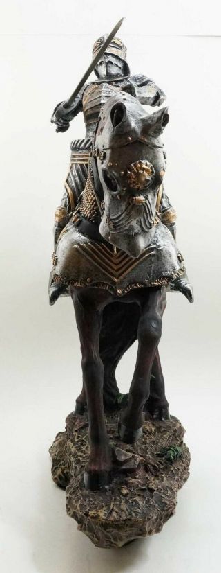 Large Medieval Centurion Knight on Heavy Horse Calvary Statue Colored Handpaint 2