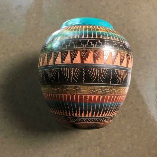 Sylvia Johnson Arizona Navajo Native American Horsehair Pottery Vase