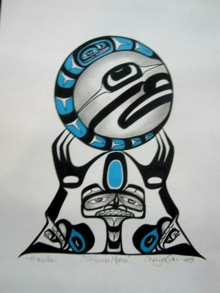Northwest Coast Art - Haida Contemporary Rising Moon - Painting