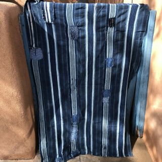 Handmade Antique African Indigo Textile W/ Calico & Wabash Patches Shashiko Boro