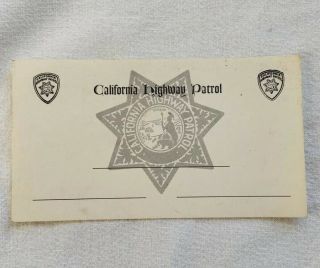 Vintage Blank California Highway Patrol Card Ca