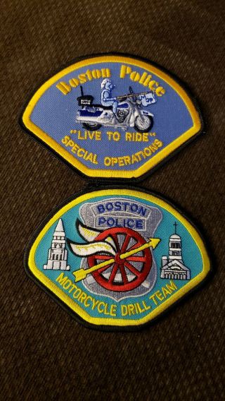 Boston Mass Police Motorcycle Unit Patches Special Operations Drill Team