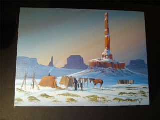 J.  Yazzie Native American,  Painting,  Oil On Canvas " Navajo Land " 1985,  9 " X12 ",  5