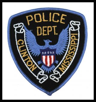 Clinton Mississippi Police Dept 4 " X 4.  25 " Plastic Overlay Backing Patch