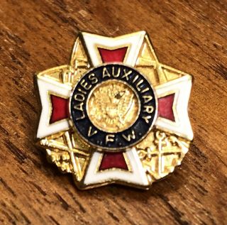 Vtg Vfw Veterans Of Foreign Wars Ladies Auxilary Lapel Hat Pin Usa Shield Cross