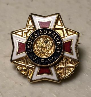 VTG VFW Veterans Of Foreign Wars Ladies Auxilary Lapel Hat Pin USA Shield Cross 3