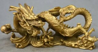 8 " China Fengshui Pure Copper Brass Auspicious Beast Zodiac Dragon Totem Statue