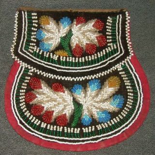 Old Eastern Woodland Iroquois Floral Pouch Native American Indian Beaded Bag