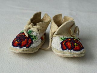 Circa 1999 - Shoshone Fully Beaded Infant Moccasins By Lillian Hereford